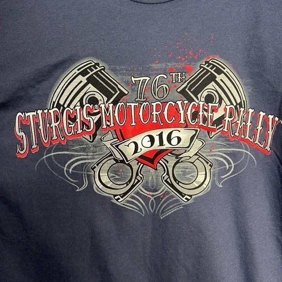 HOT LEATHERS APPAREL WOMENS X-LARGE BLUE STURGIS SHORT SLEEVED TSHIRT 2016 NWT - Picture 2 of 9